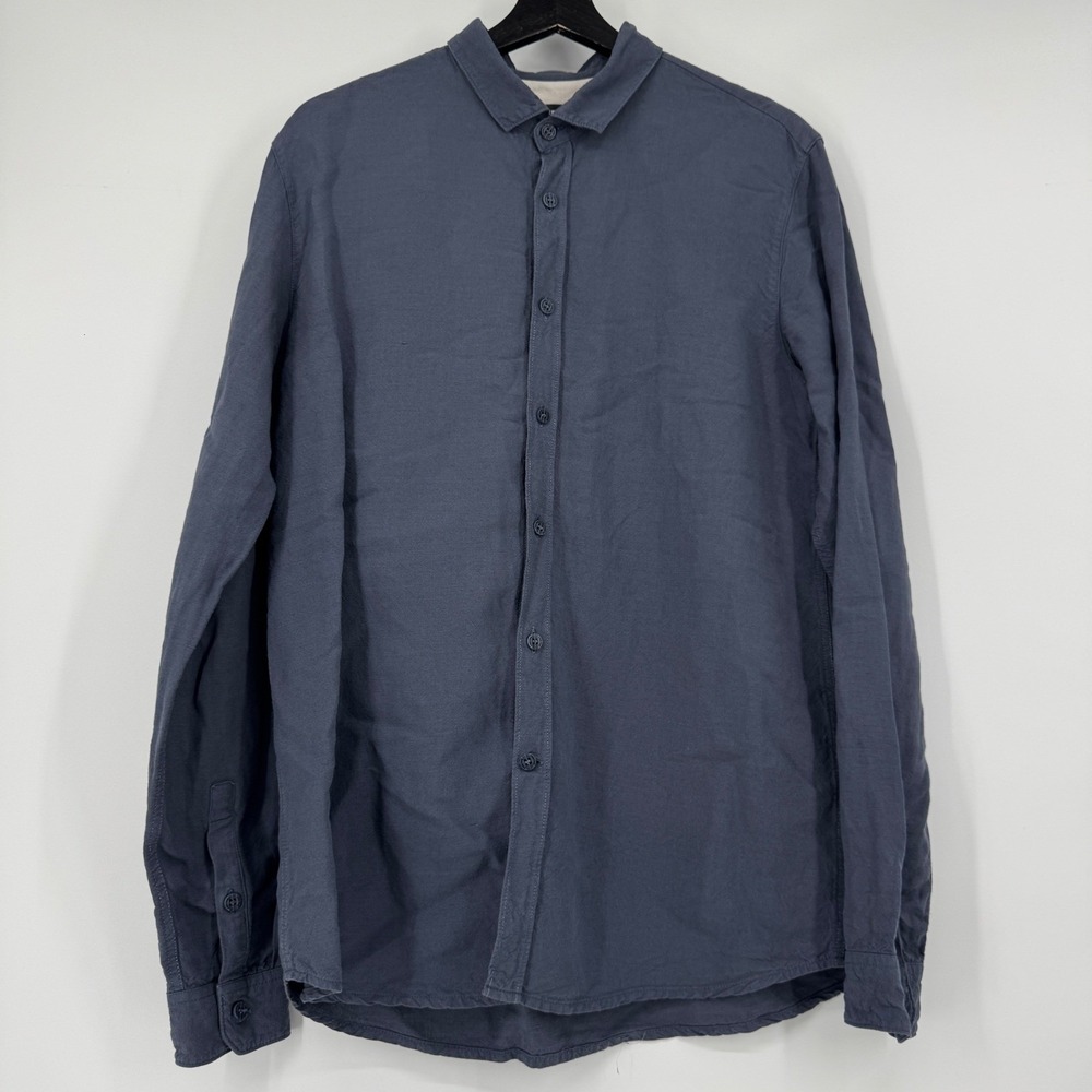 Freitag E783 Male Shirt Blue Linen Modal Blend Long Sleeve Button Up Mens Medium